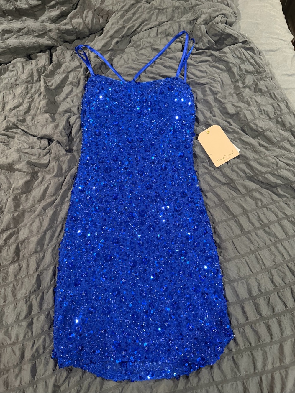 Sparkling Cobalt Blue Sequin Mini Dress